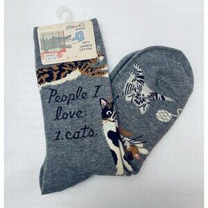Sock Blue Q Crew Women's Shoe Sz 5-10 People I Love Cats  Cotton Blend NWT NEW